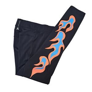 Savage X Fenty Leggings Womens Flame Racer X High-Waist Legging Black Caviar Gym